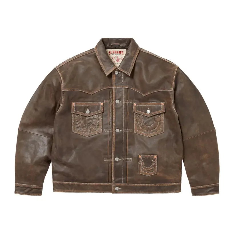 Supreme/True Religion Leather Trucker Jacket
