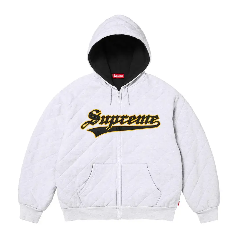 Quilted Zip Up Hooded Sweatshirt