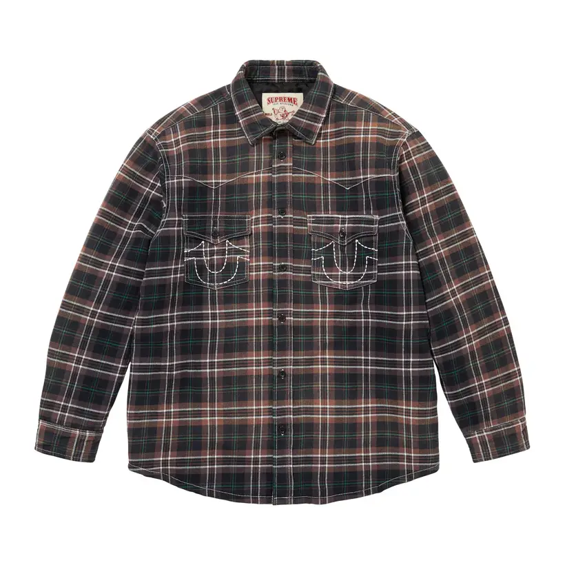 Supreme/True Religion Quilted Lined Plaid Flannel Shirt