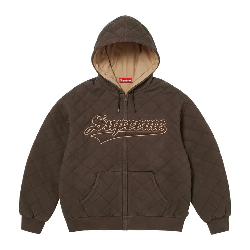 Quilted Zip Up Hooded Sweatshirt